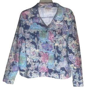 VTG Norm Thompson Woman's Floral Pastel Colored Button Up Jacket PXL